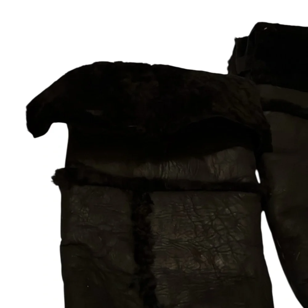 Diane Von Furstenberg size 10 black leather shearling lined over the knee boots